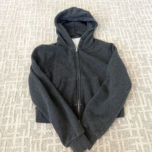 Brandy Melville Dark Gray Zip-Up Hoodie OS - Fits XS-S